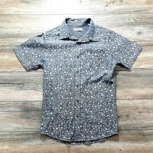 Beans X Bones Short Sleeve Shirt Mens Medium Blue White Star Print Patriotic